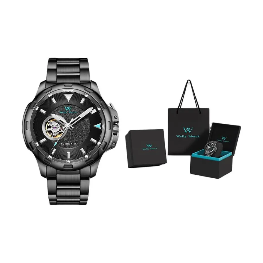 Welly Merck Automatic Mechanical Movement Men's Watches Watch Black Dial