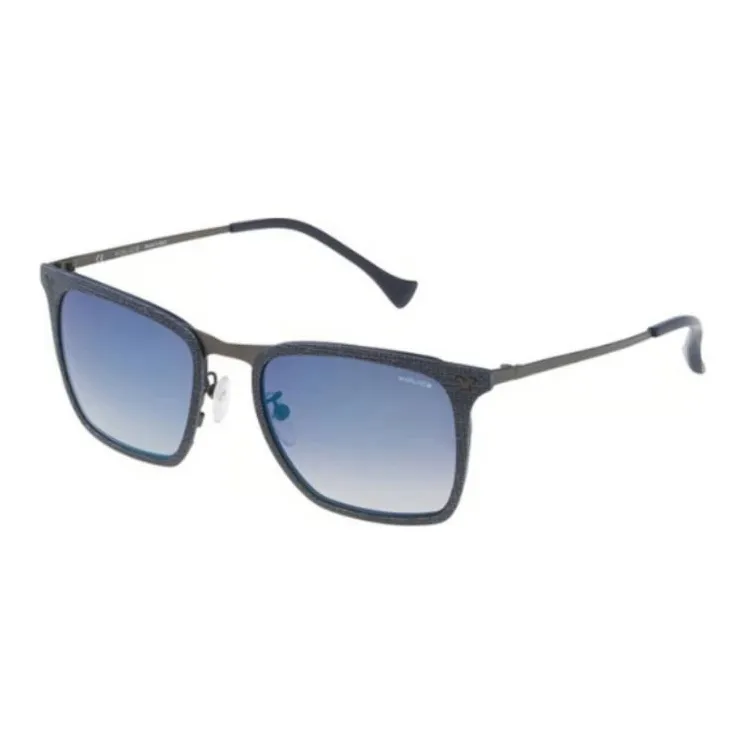 Police Metal Square oversized Sunglasses Men's Blue