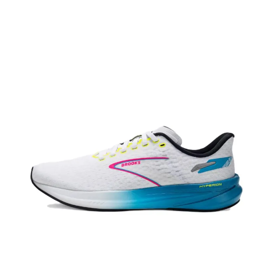 Brooks Hyperion Cushioned Slip Resistant Low Top Running Shoes Men's White Blue