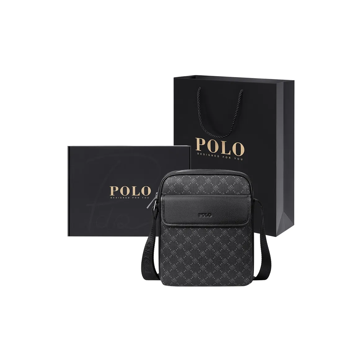 POLO PVC Crossbody Bag Large Size Men's Black