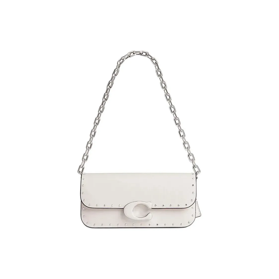 COACH IDOL Корова Кожа Сумка через плечо Сумка через плечо Сумка среднего размера Женская Яркая Никелевая Фурнитура Розовая Белая