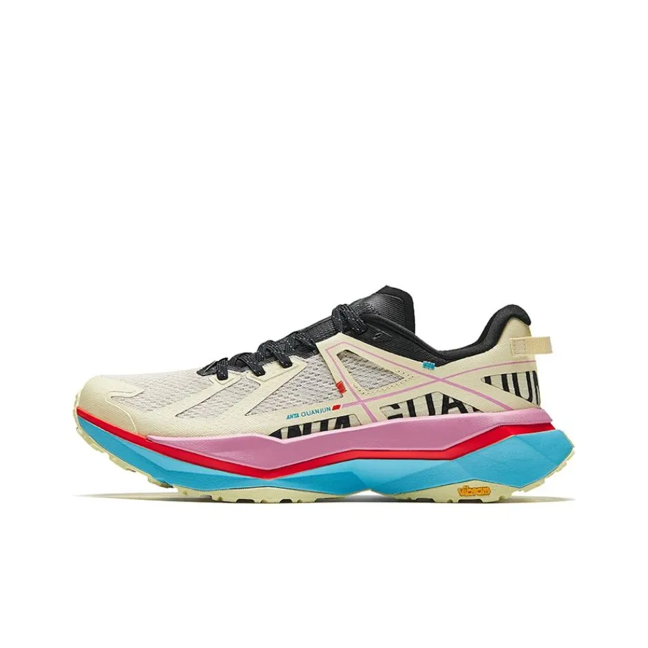 Anta Champion Falcon Cushioning Wear Resistant High Top Outdoor Shoes Women's Yellow Red Blue