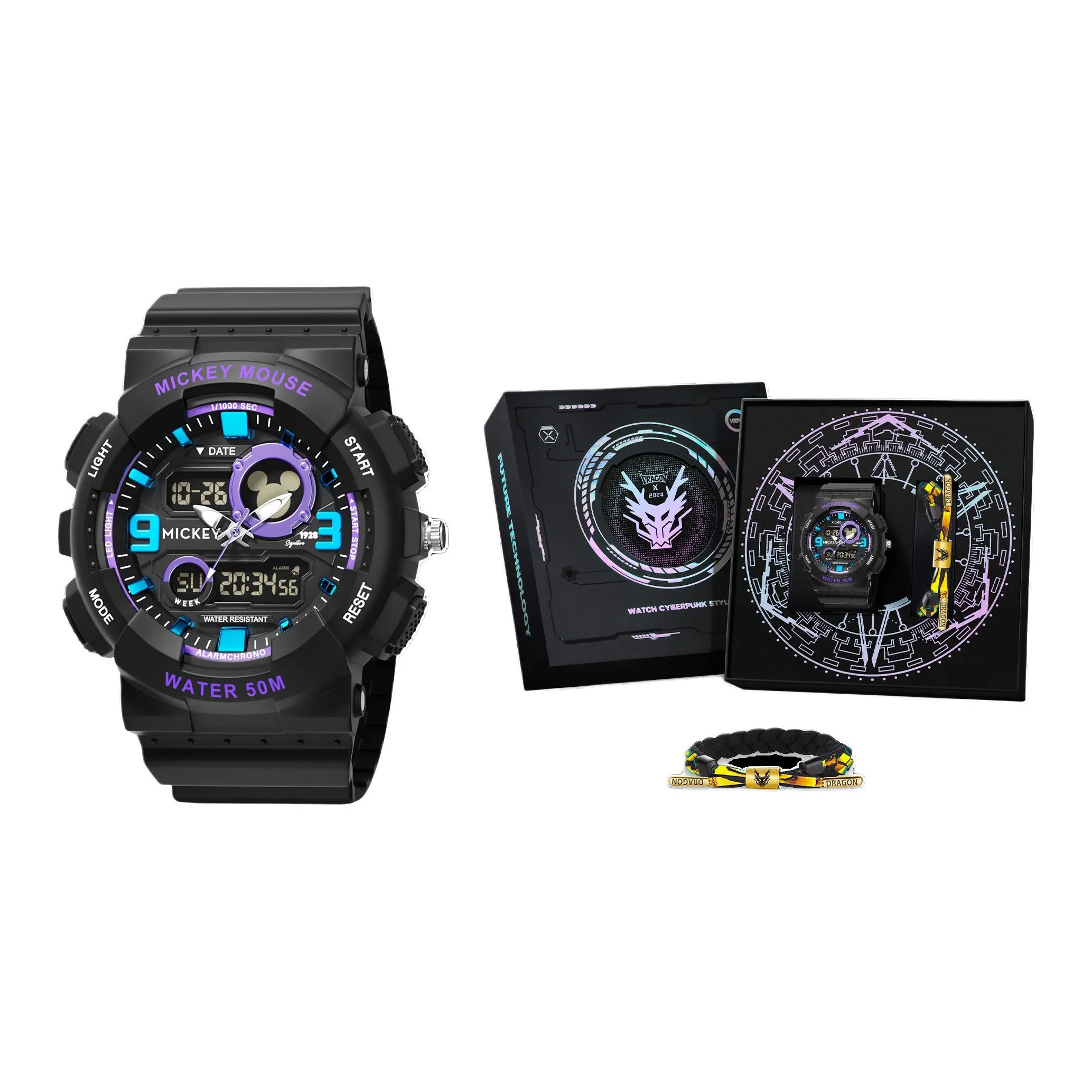 Disney Электронные + кварцевые часы с механизмом ремешок из полиуретана женские часы черный циферблат