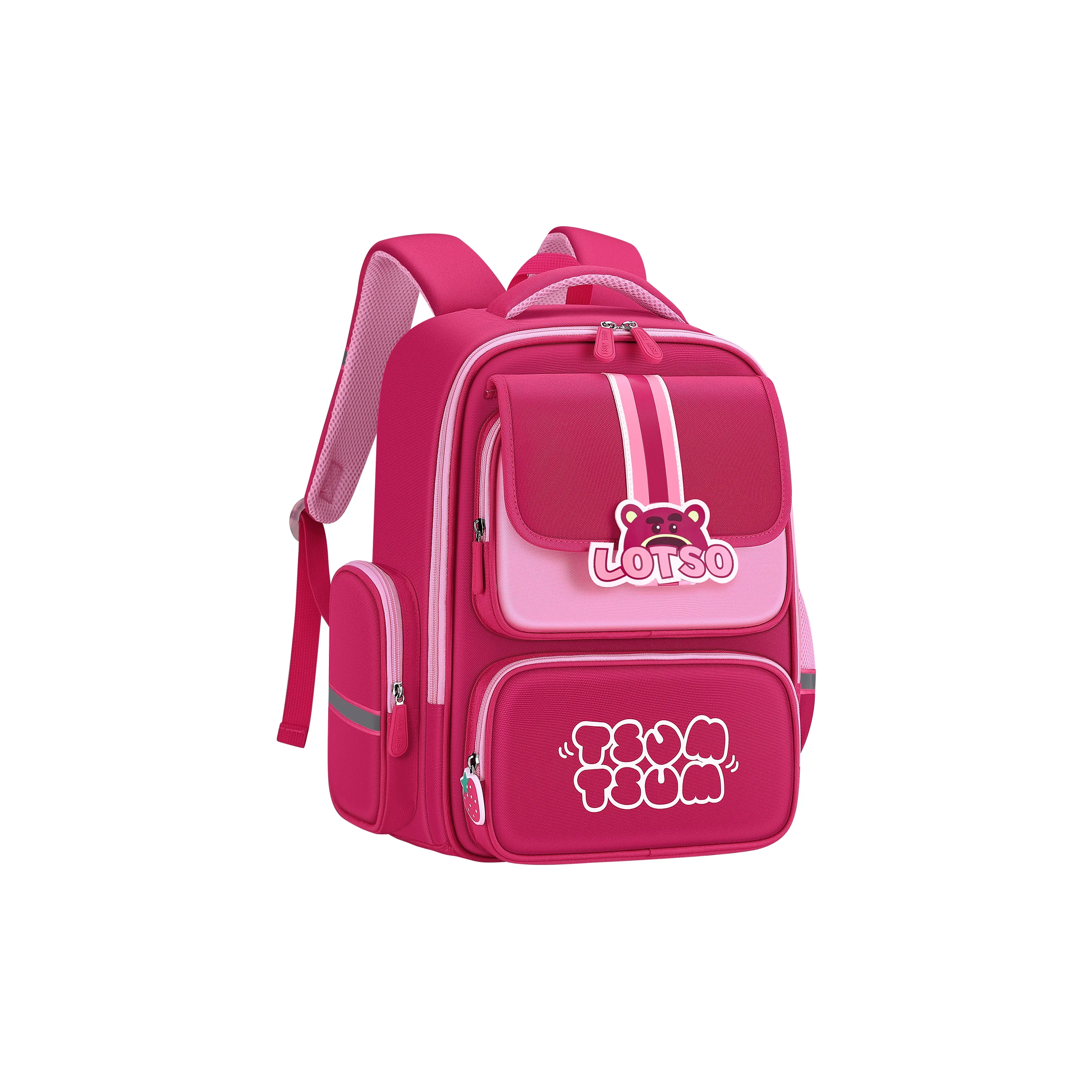 Disney Strawberry Series Водонепроницаемый Ткань Студенческий Рюкзак Детский Розовый Красный