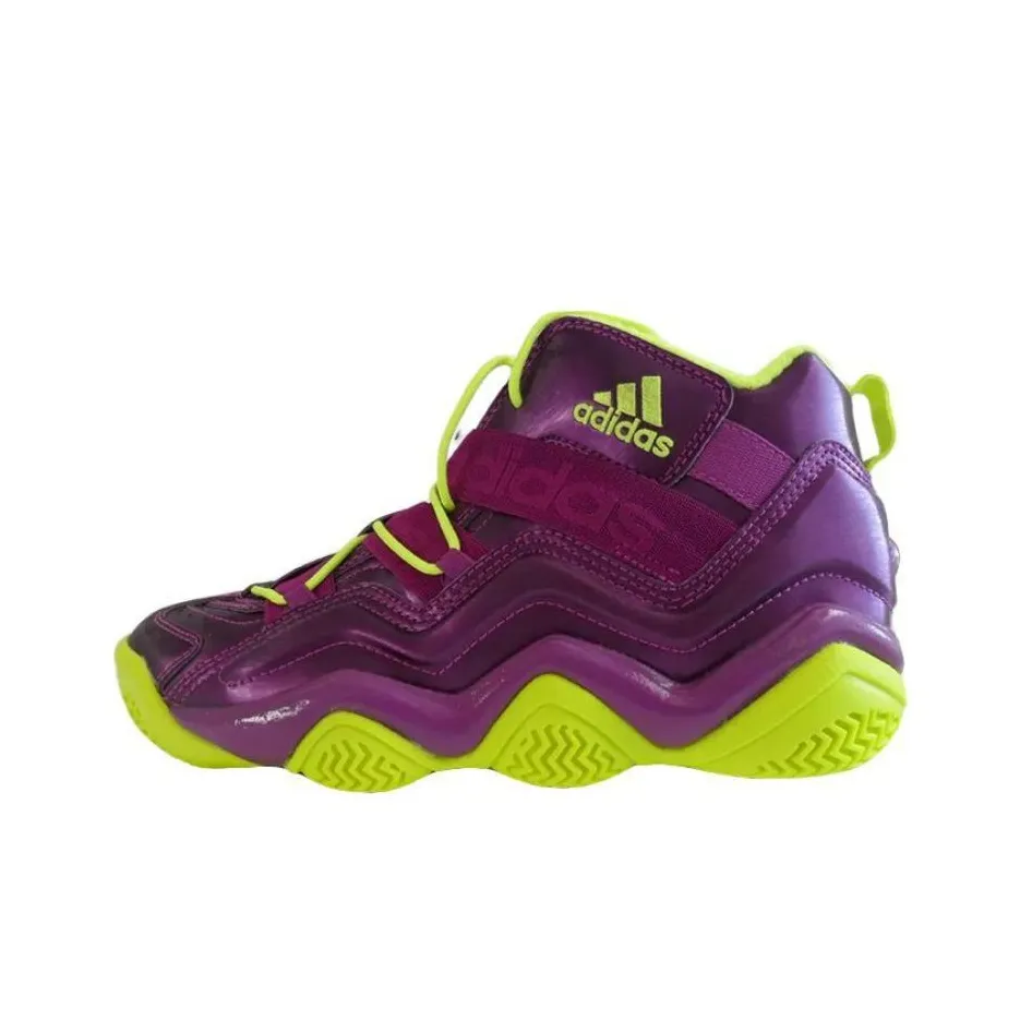 Adidas Top Ten 2000 Cushioning, Wear Resistant Mid Top Vintage Basketball Shoes Men's Purple Green