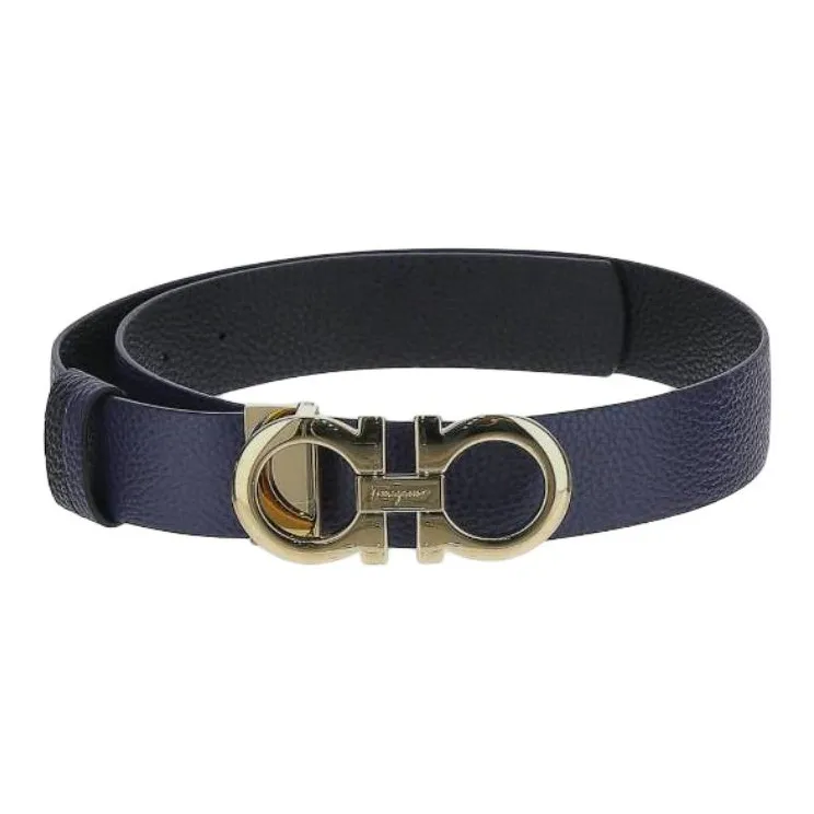 FERRAGAMO Calfskin Leather Belts Women's Blue 