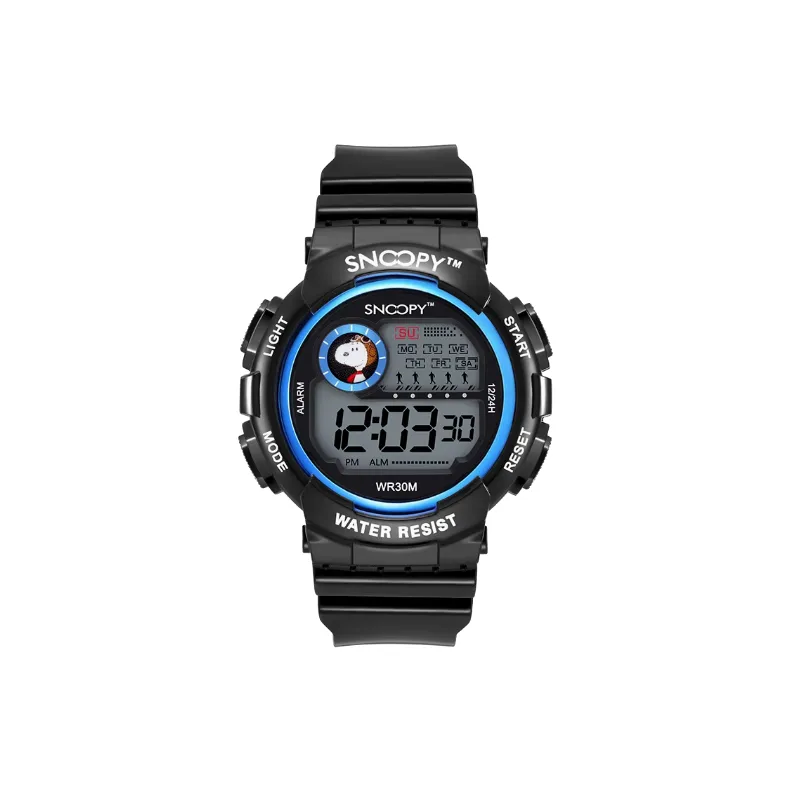 SNOOPY Электронический механизм резиновый ремешок унисекс серый циферблат