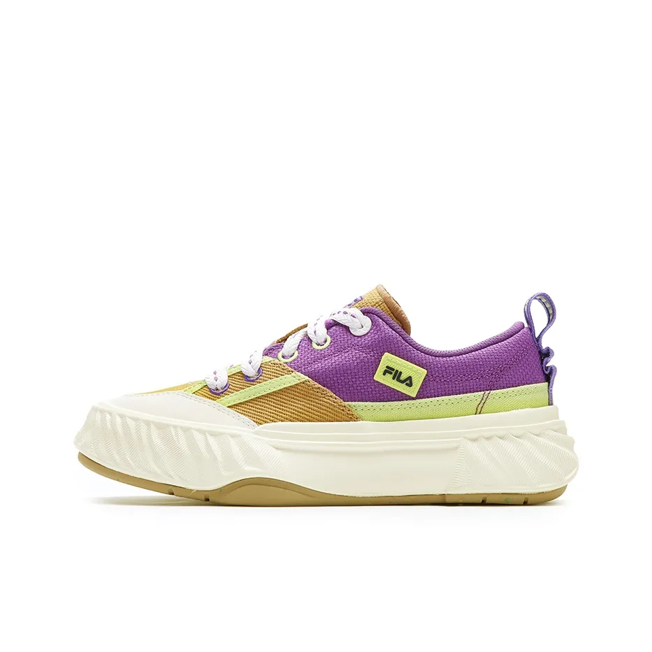 FILA Fosso Wear-Resistant Low-Top Canvas Shoes Women's Purple Yellow
