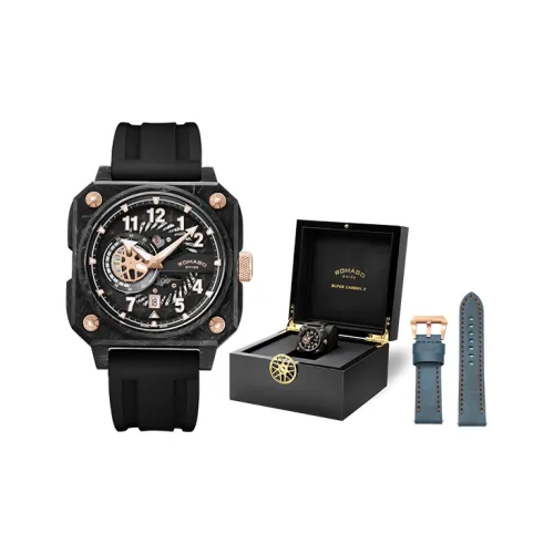 ROMAGO Автоматический Механический Movement Мужские Carbon Collection Часы 43mm*16mm*16mm Черные