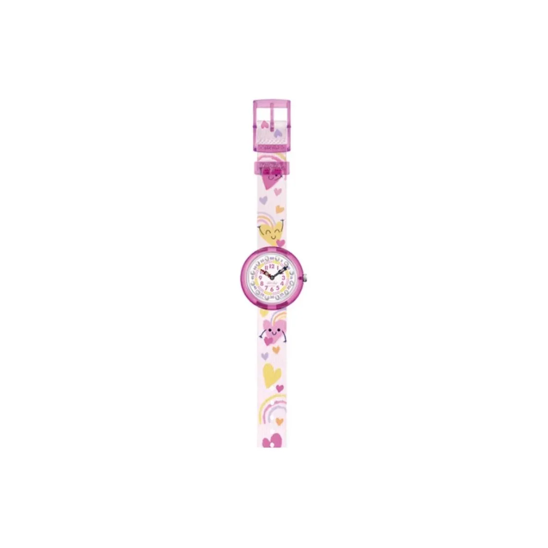 SWATCH Flik Flak Collection Кварцевый механизм Детские часы 31,85 мм Белый циферблат Пластиковый корпус Часы Тканевый ремешок