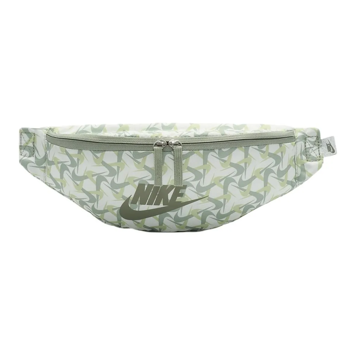 Nike Heritage Fabric Crossbody Bag, Fanny Pack Regular Unisex Mountain White & Horizon Green & Dark Mud Gray