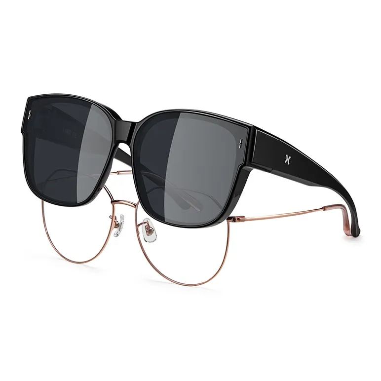 LOHO TR90 Square Large Frame Sunglasses For A Slimmer Face Appearance Unisex Black