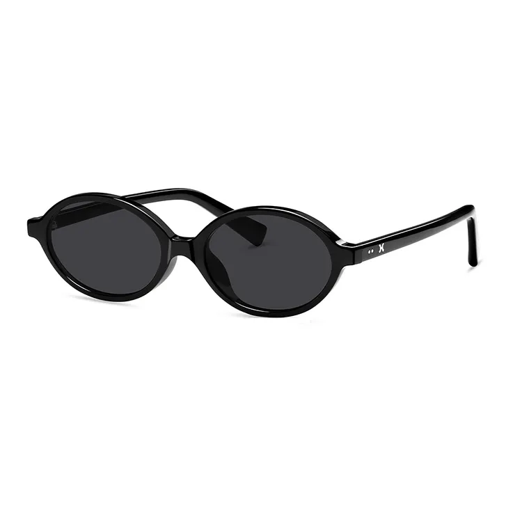 LOHO Plate Frame Oval Travel Photography Bookworm Sunglasses Trendy Slim Frame Unisex Tortoiseshell Black