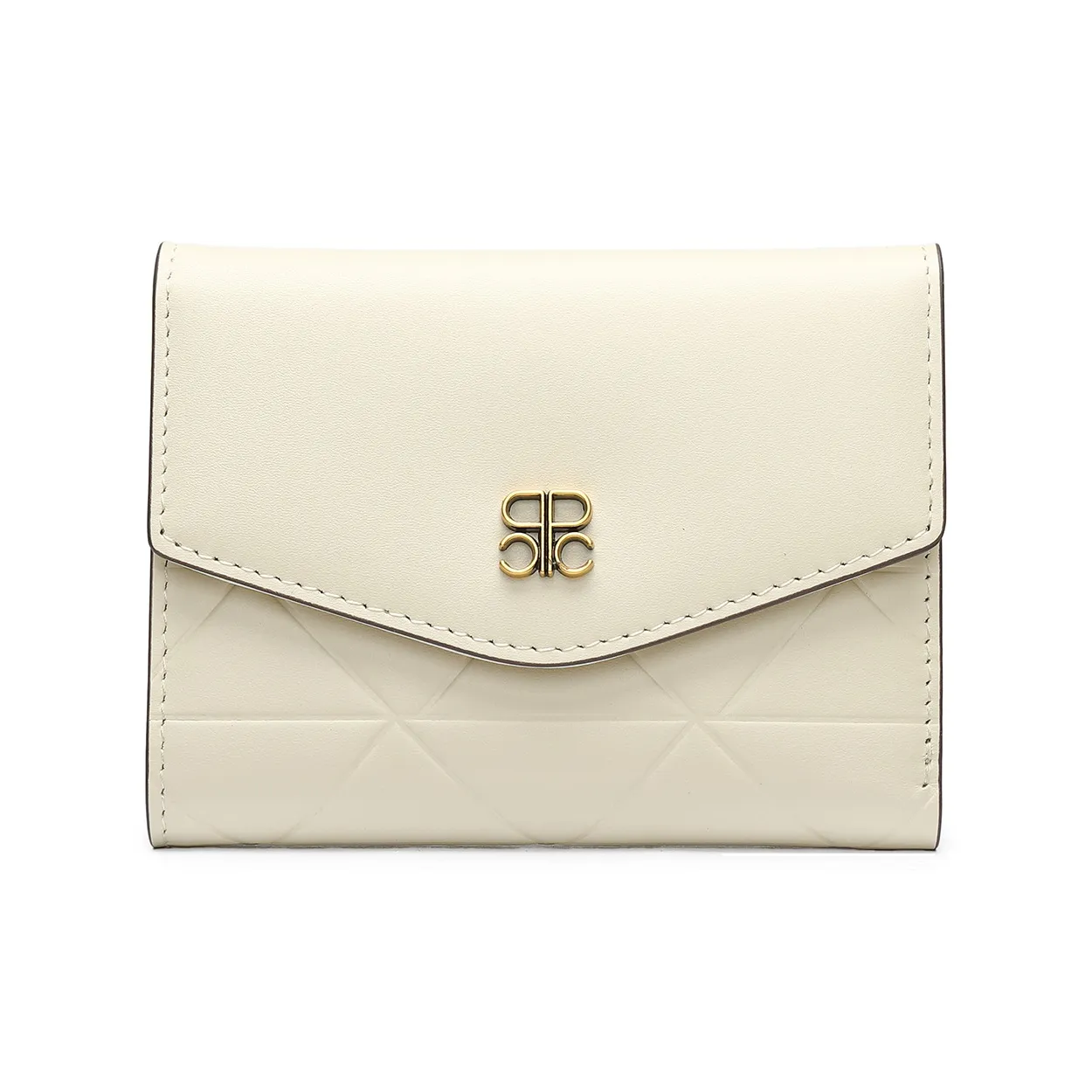 PIERRE CARDIN Top Grain Cow Leather Cropped Multi Layer Wallet Women's Beige/Black