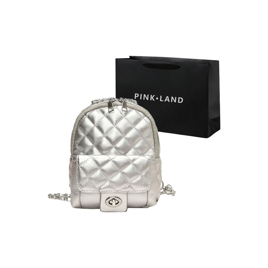 PINK·LAND ПУ (полиуретан) Рюкзак Женская Серебристый Белый Черный Розовый Синий