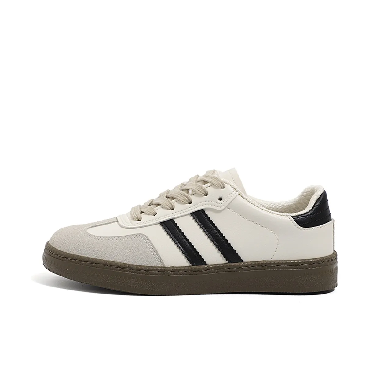 HUANQIU German Army Trainers Unisex Low Top Beige/Black