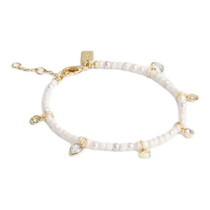 COACH Glass, Brass Plated Bracelets Women's Pearl