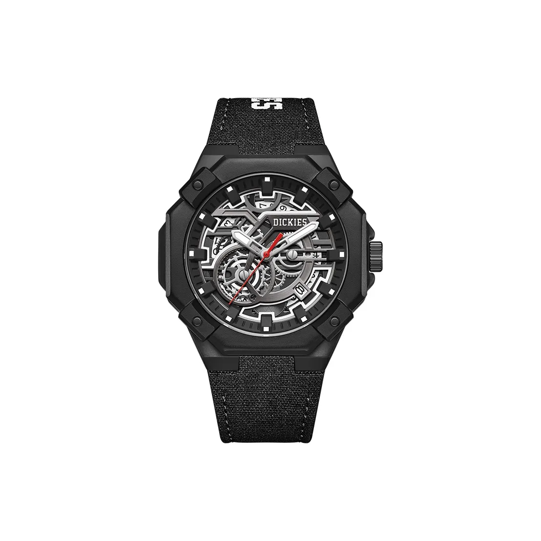 Dickies City Outdoor Collection Наручные часы Кварцевый механизм Нейлоновый ремешок Циферблат с дизайном "скелет" Мужские часы