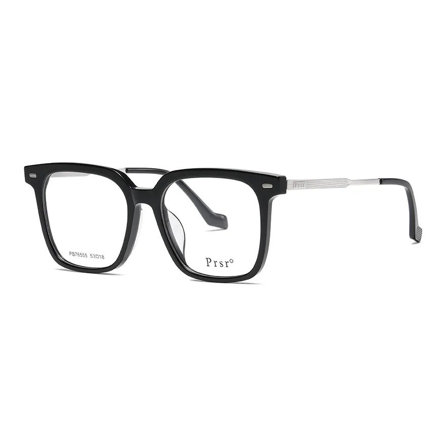 Prsr Пластиковая оправа с металлическими квадратными оправами для очков унисекс