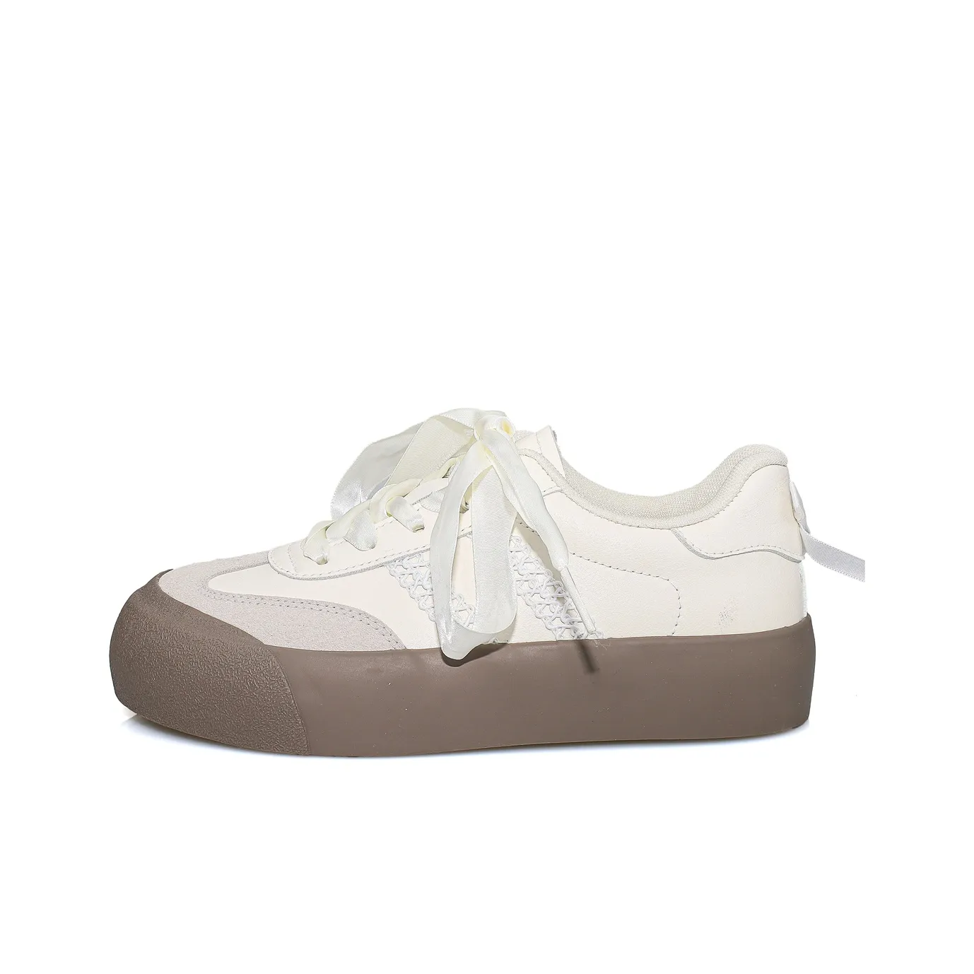 B10CROWN Slip-Resistant Lightweight Breathable Low-Top Skateboard Shoes Women's Beige