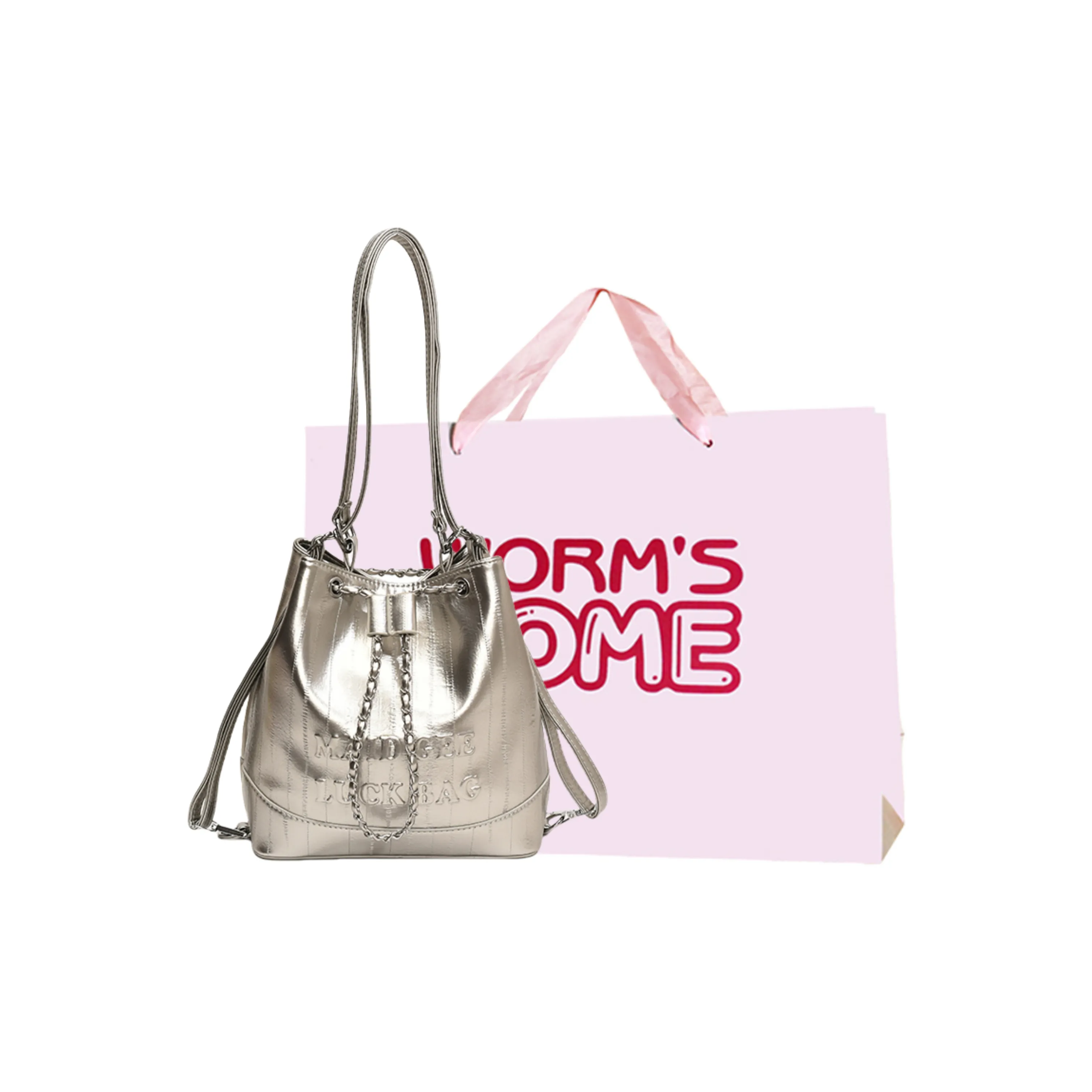 Worm's Home ПУ (полиуретан) Одно плечо Через плечо Рюкзак Сумка Обычный Женская Белый Серебристый Черный