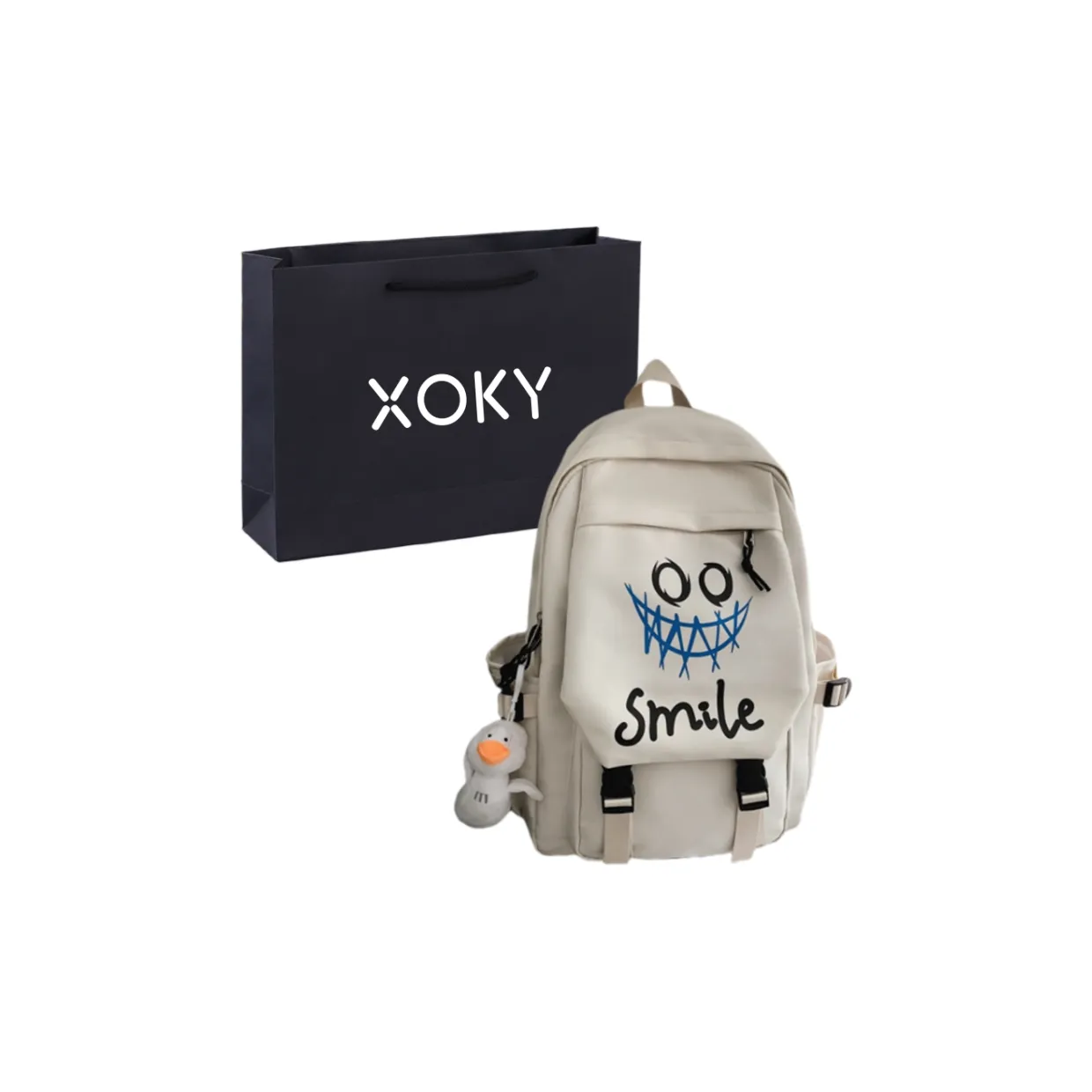 XOKY Nylon Backpack Unisex White/Black