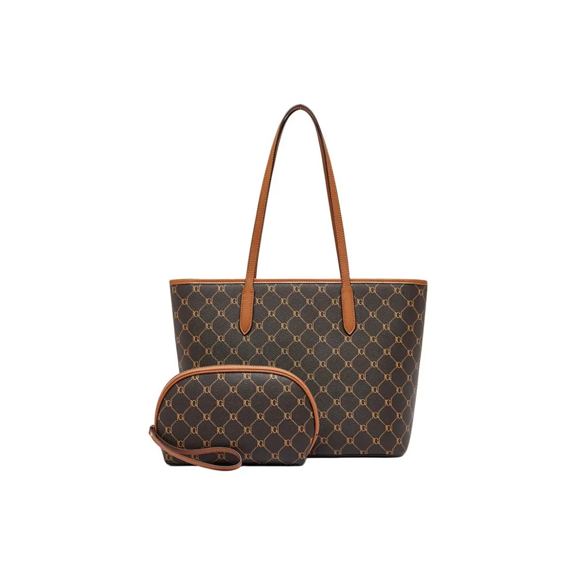 Geshiman PVC Tote Bag Shoulder Bag Women's Coffee Ecru Geshiman PVC Тоут Сумка Плечевая Сумка Женская Кофейная Экрю