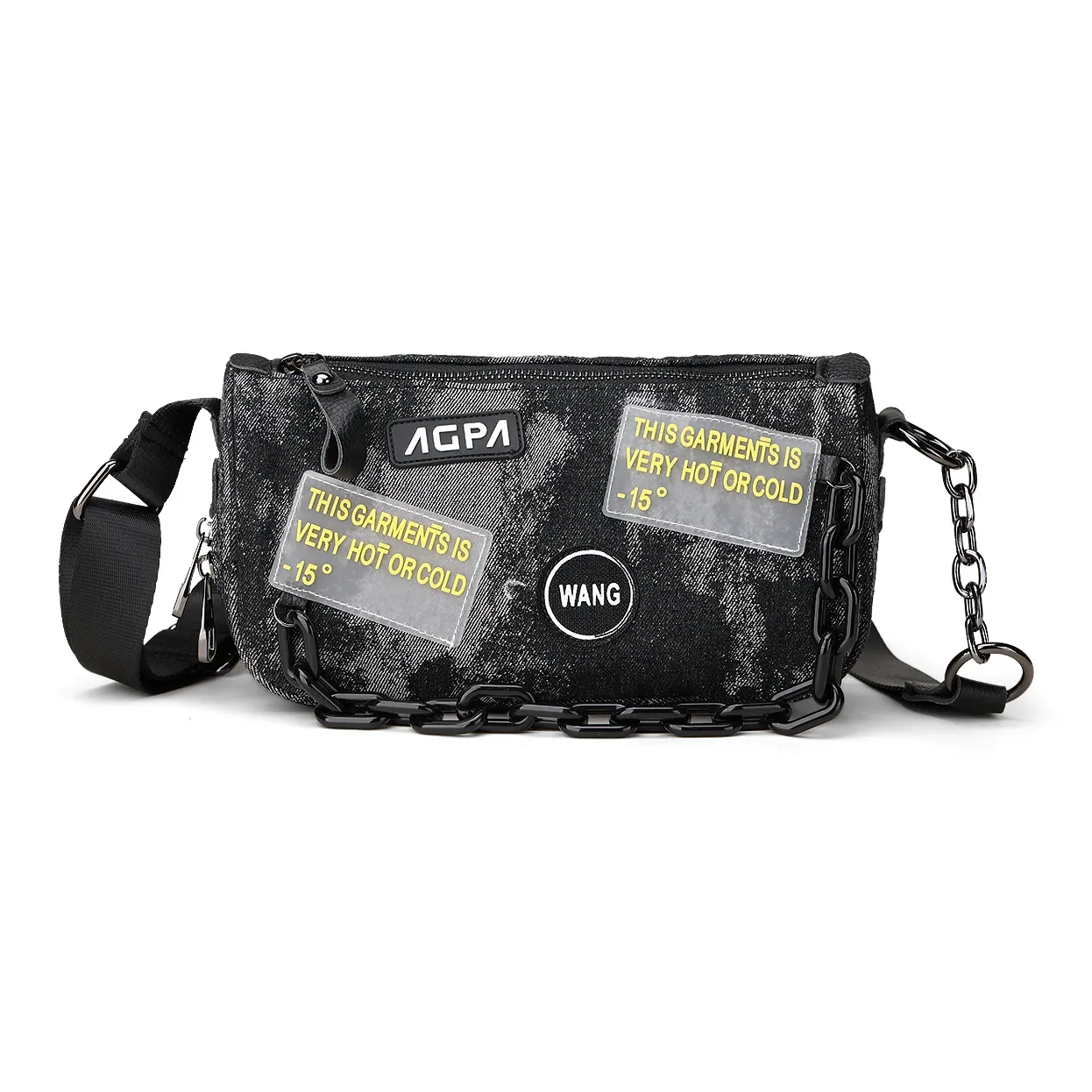 Fillove Деним Сумка через плечо Стандартная Унисекс Черная