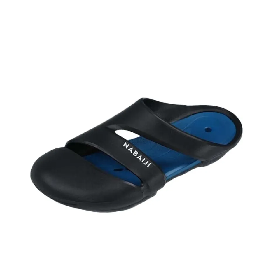 DECATHLON Abrasion Resistant Slip Resistant Pool Closed Toe Slippers Unisex Ink Black Blue