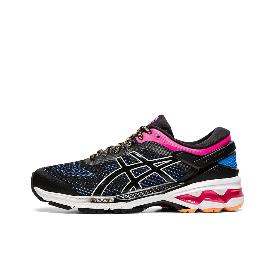 Asics Gel Kayano 26 Low Топ Резиновые Беговые Кроссовки Женские Черные Синие