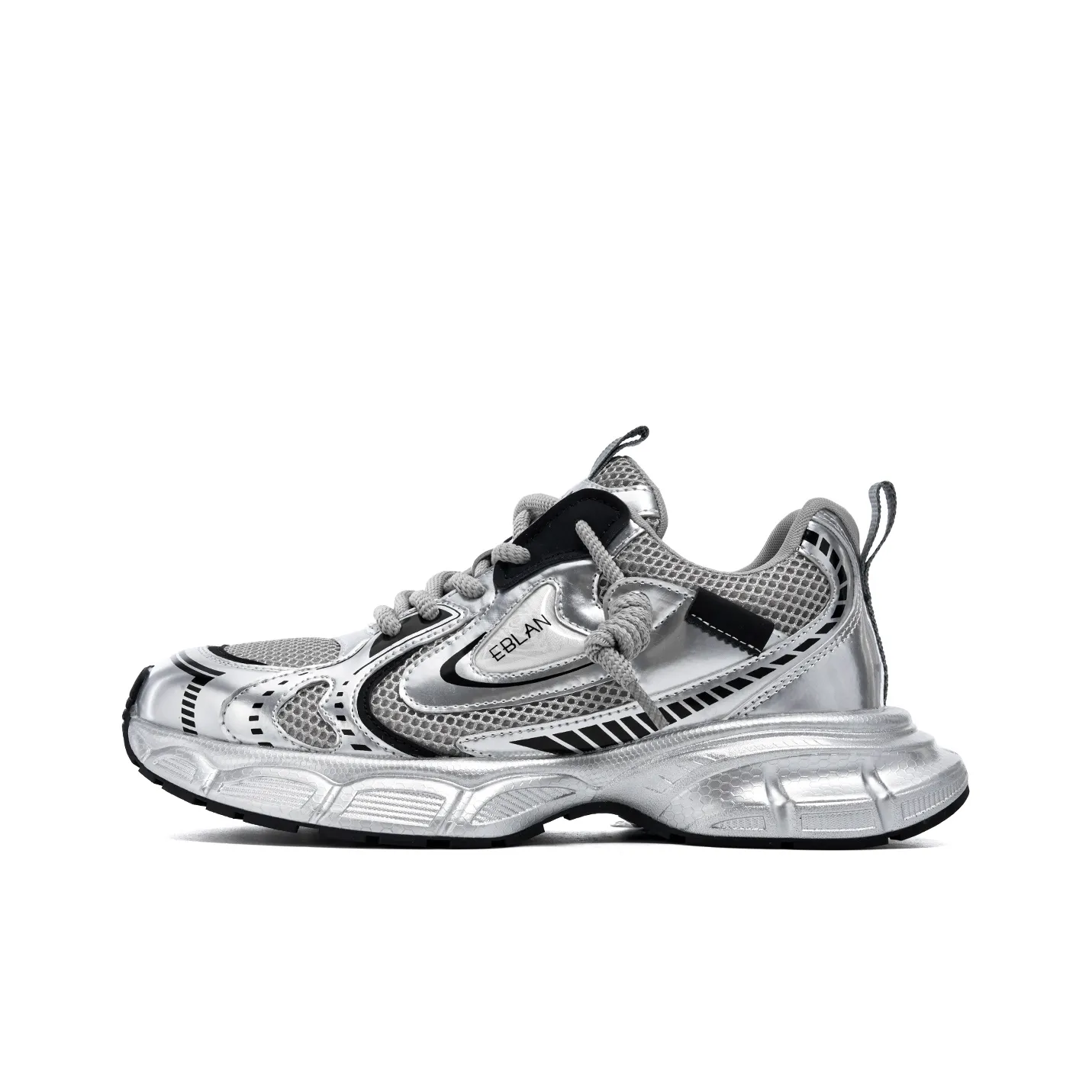 EBLAN Дышащий Увеличение Высоты Низкий Топ Толстая Подошва Кроссовки Унисекс Серебряный