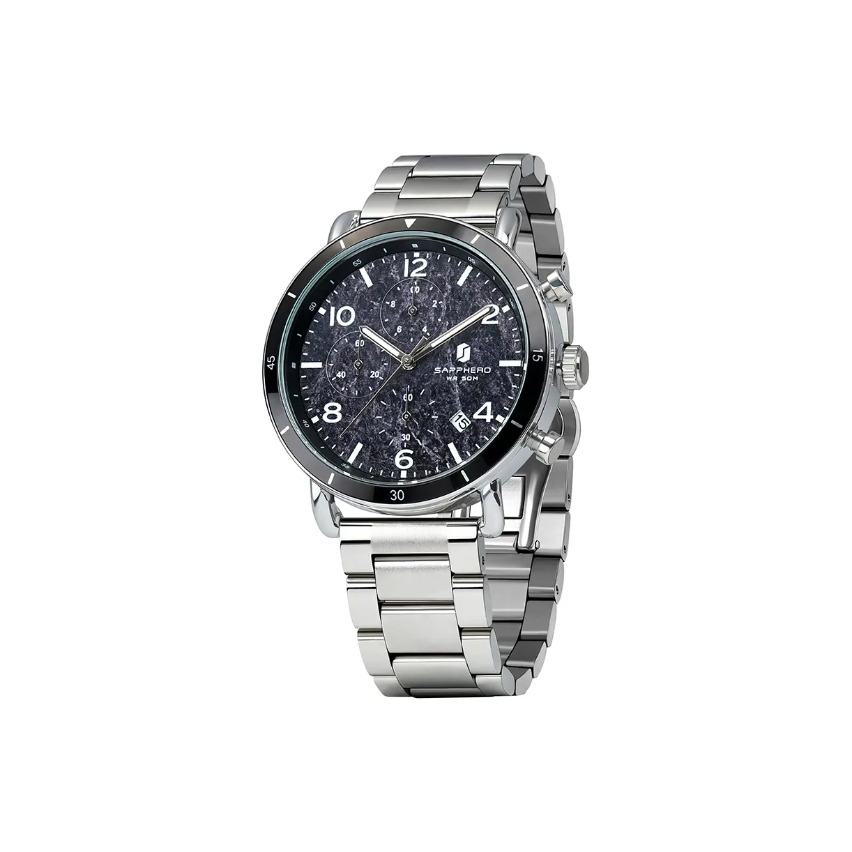 SAPPHERO Кварцевый механизм Мужские часы 41,5 мм Черный