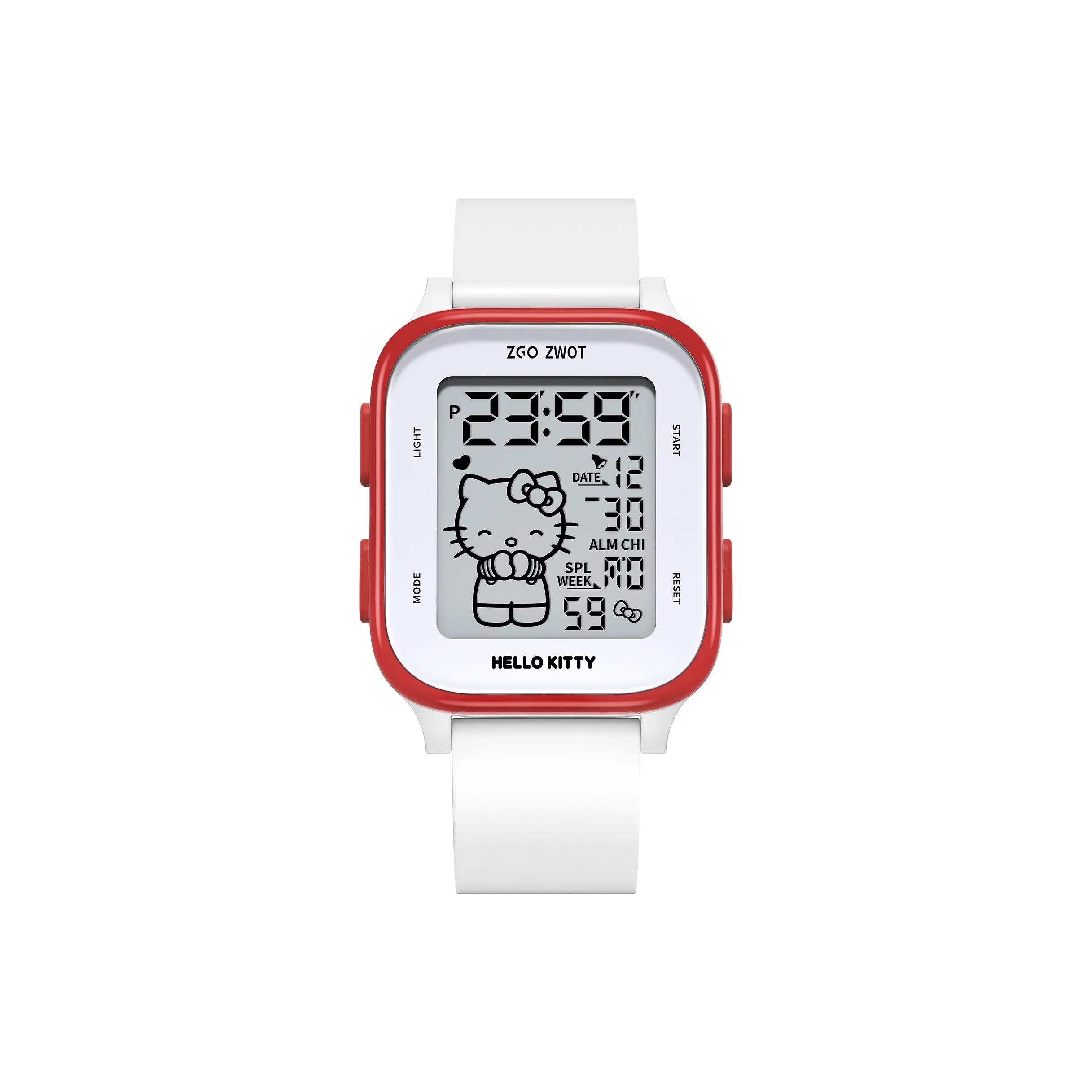 Hello Kitty Электронический механизм TPU ремешок Часы Женские часы Белый циферблат