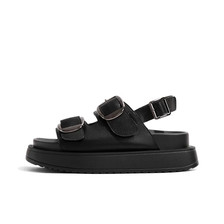 Old Meow Summer Travel Outerwear Beach Sandals 5cm Women's Black