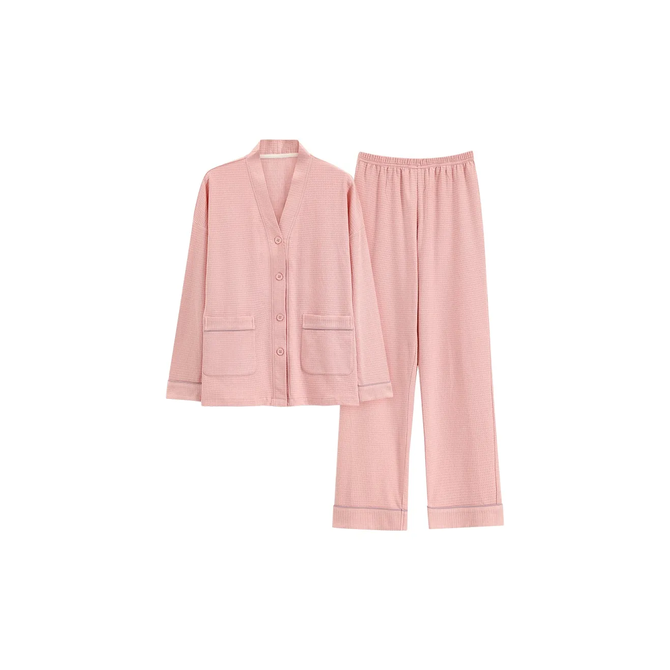 Sleep Длинный рукав Брюки Кардиган Для студентов общежитие домашний готовая одежда домашняя одежда Женская Розовая