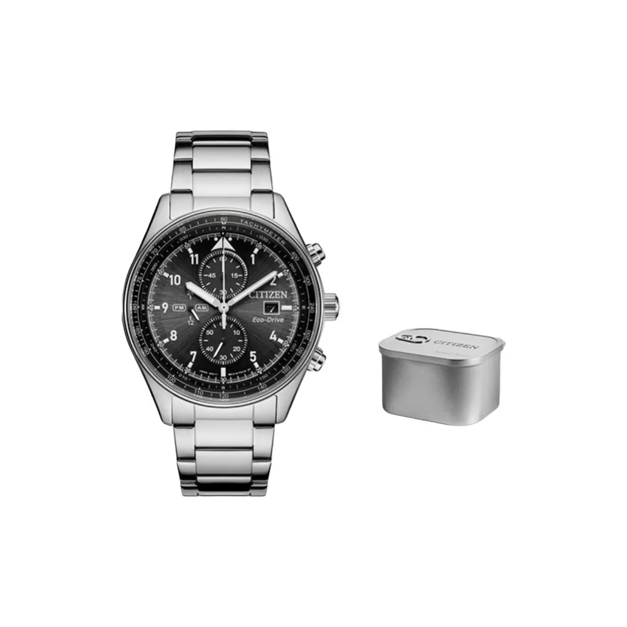 CITIZEN Eco Drive Series Светильник Кварцевый механизм Нержавеющая сталь Ремешок Часы Унисекс Черный циферблат