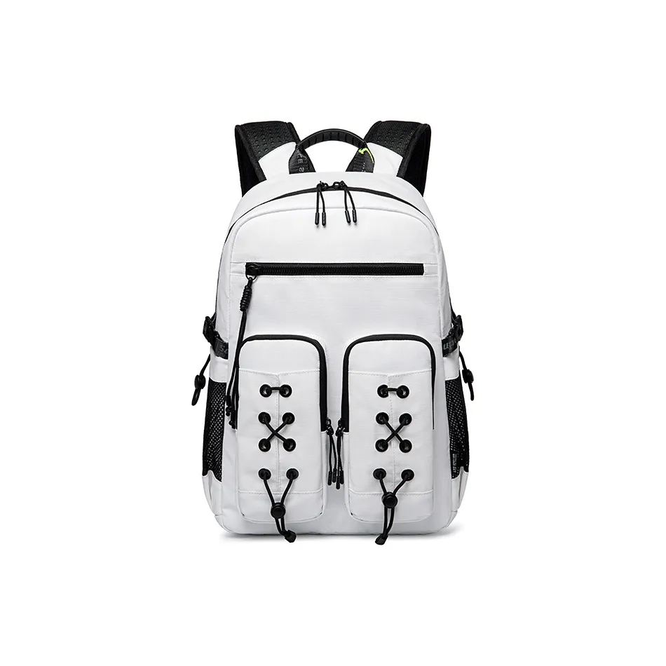 Super Five Oxford Polyester Water Resistant Backpack Unisex White/Black/Blue