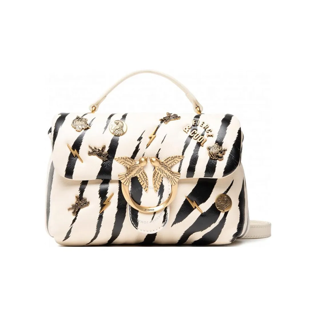 PINKO Puff Sheepskin Pillow Bag Сумка через плечо Сумка Сумка через плечо Женская Черно-белая