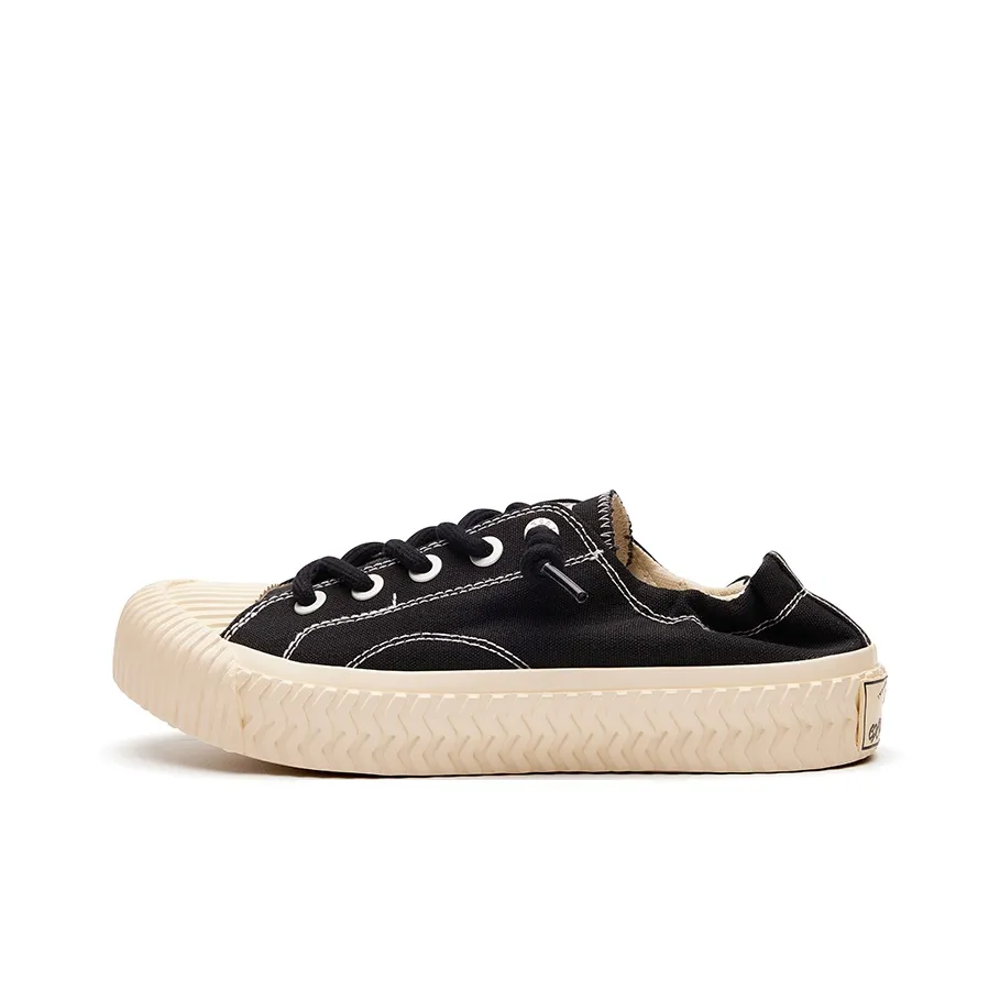 EXCELSIOR Double Ponytail Cookie Shoes Breathable Balance Low Top Skateboard Shoes/Canvas Shoes Unisex Black