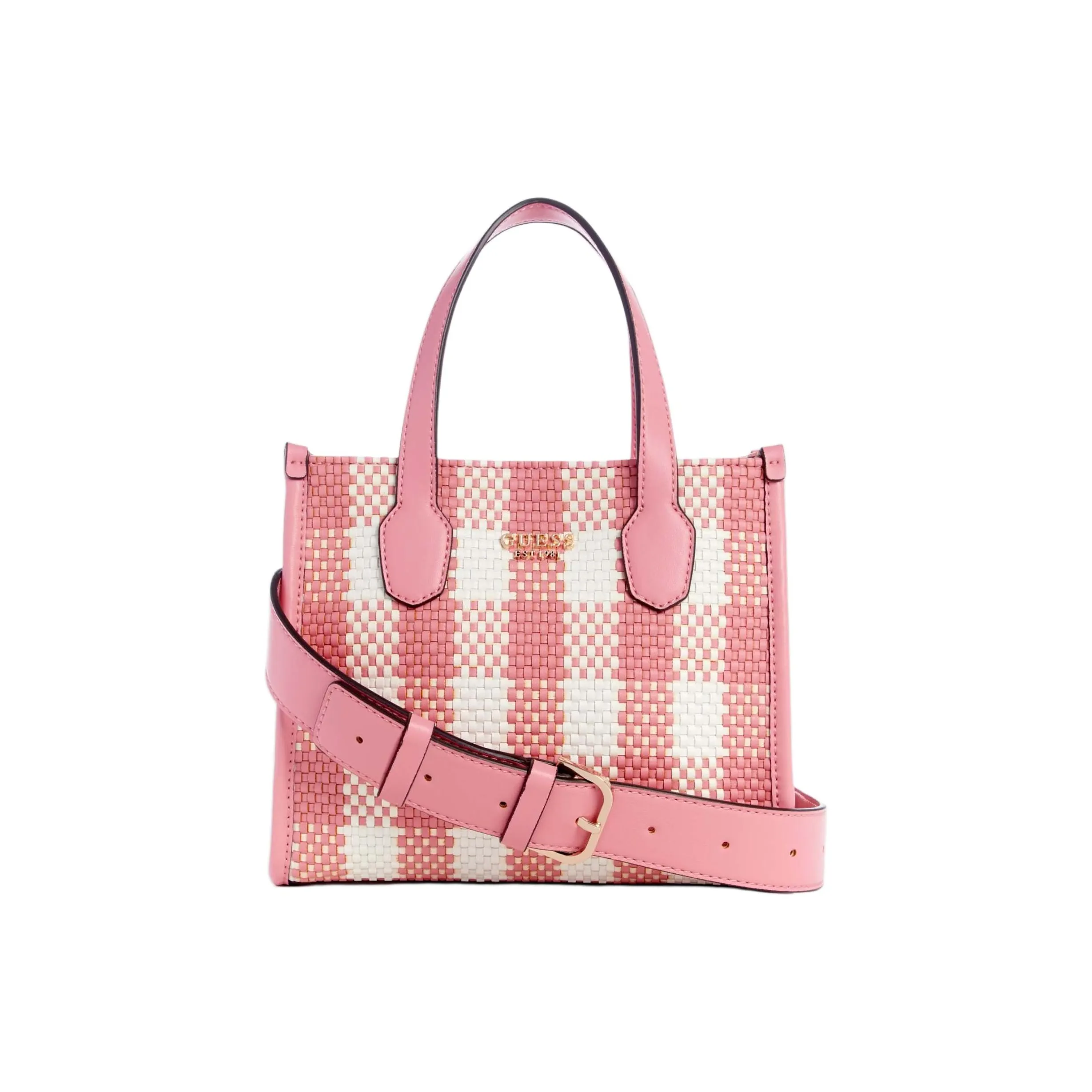 GUESS Artificial Leather Tote Bag, FL6NCE Bag, Shoulder Bag, Crossbody Bag, Handbag Mini Women's Pink
