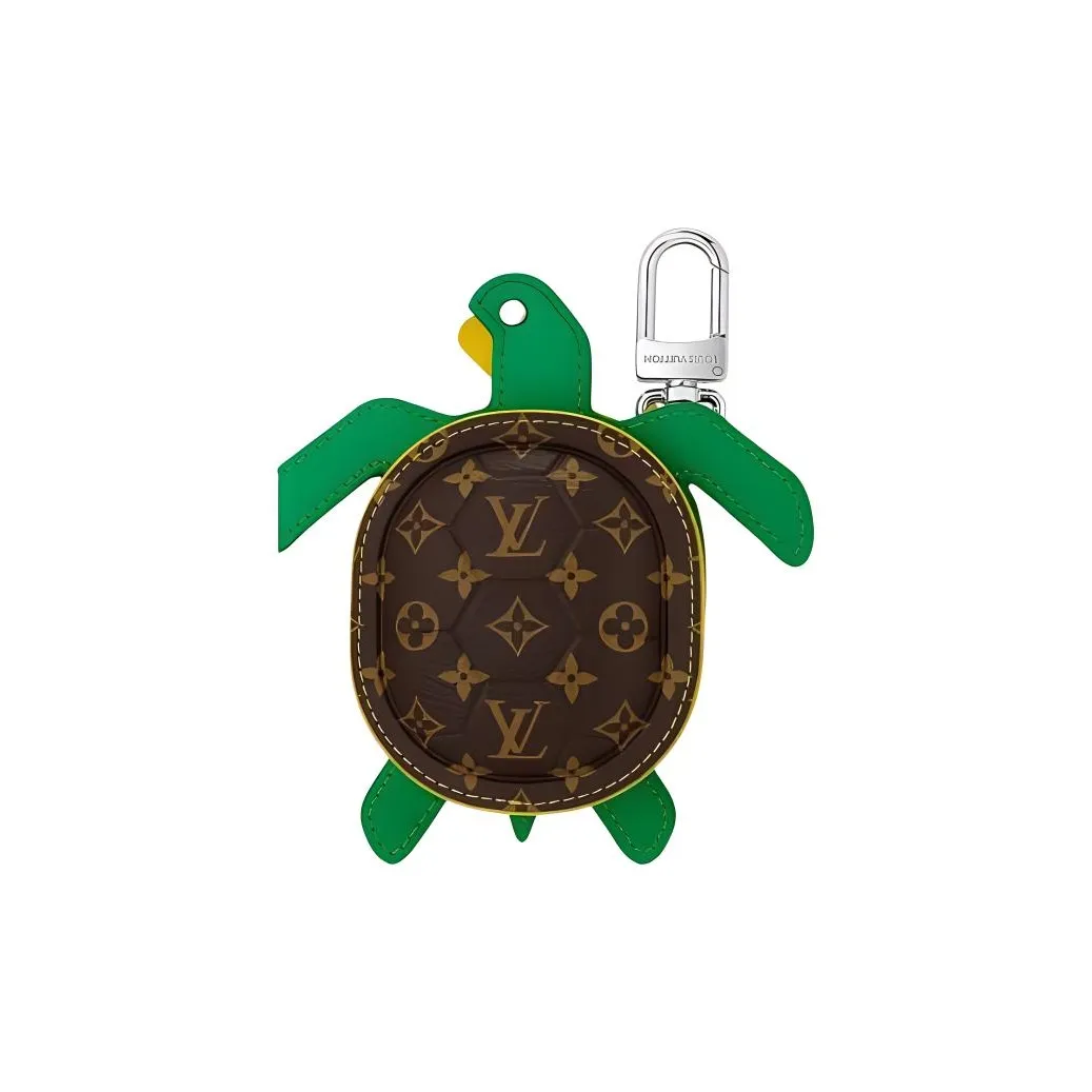 LOUIS VUITTON Leather Pendants Coin Purses Earphone Cases Unisex Green & Brown