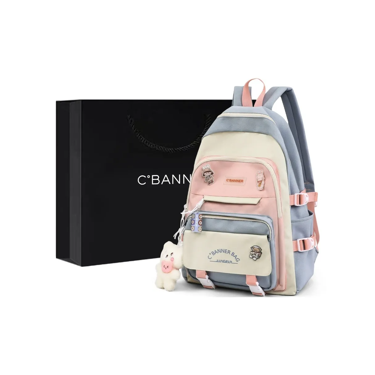 C°BANNER Fabric Backpack Handbag, Shoulder Bag Tubas Women's Blue