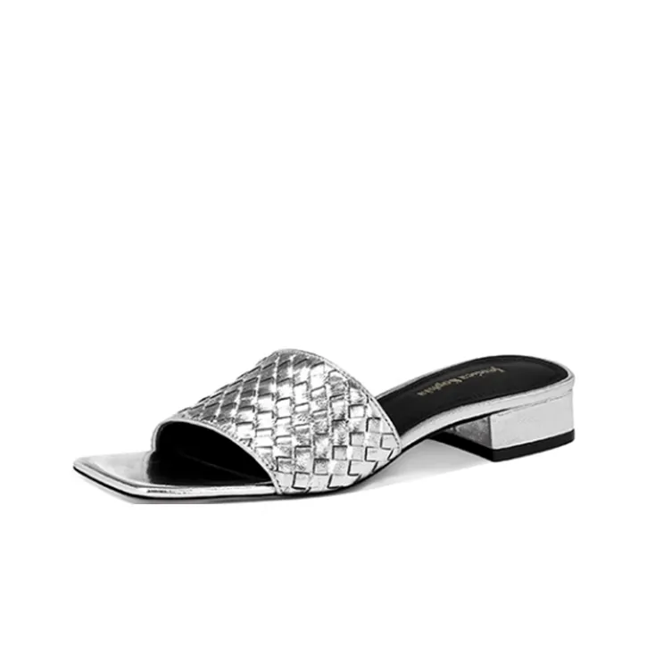 JESSICA SOPHIA Rubber Sole Woven Slip Resistant Abrasion Resistant Slide Slippers Women's Black
