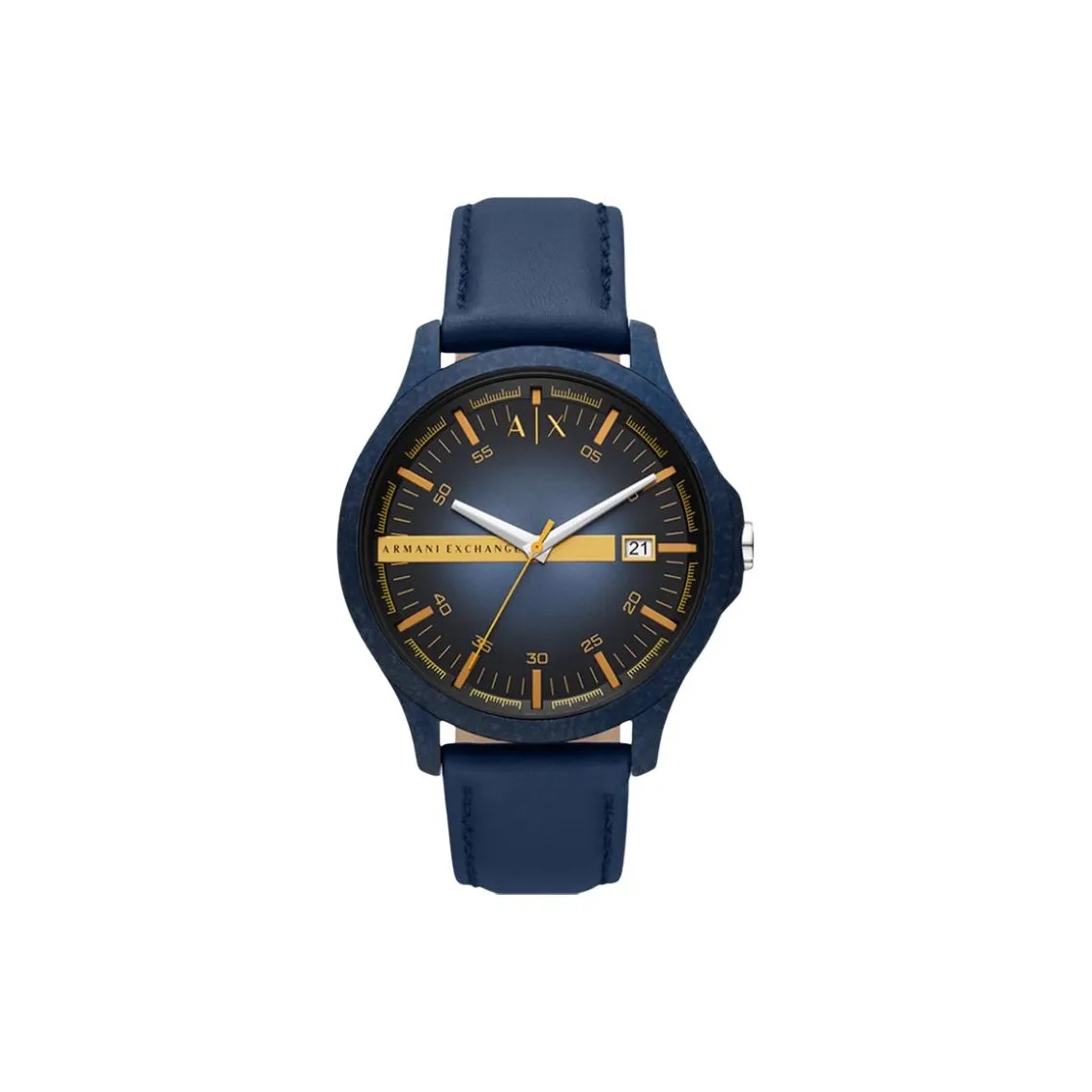 ARMANI EXCHANGEAE Наручные часы Кварцевый механизм Кожаный ремешок 46 мм Черный циферблат Мужские часы