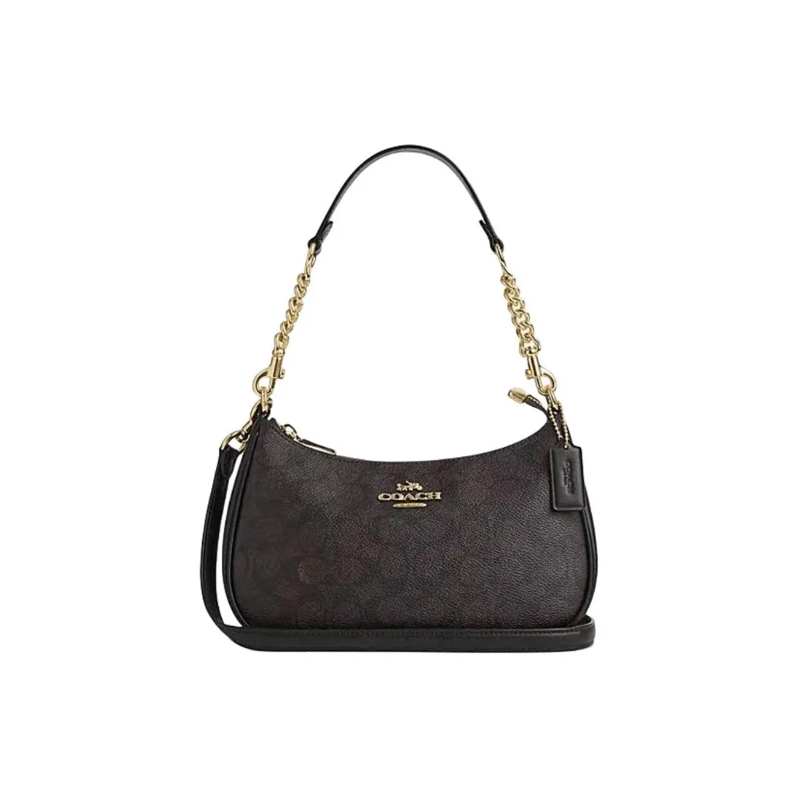 COACH Teri Artificial Leather With Recycled Leather Shoulder Bag Crossbody Bag Handbag Medium Size Women's Dark Brown
