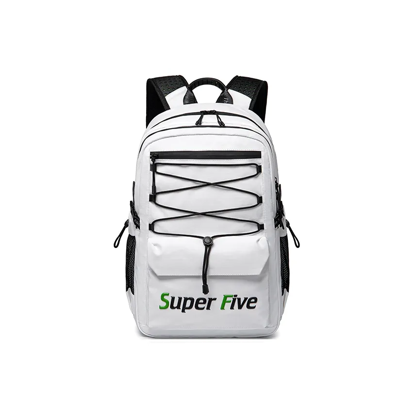Super Five Polyester/Nylon/Oxford Fabric Backpack Unisex White/Gray/Black