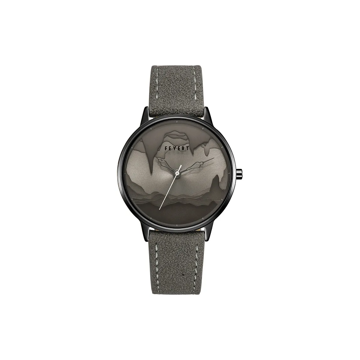 FEYERT Hole Collection Students Trendy Wrist Watch Кварцевый механизм Естественная кожа Ремешок Часы Унисекс Серый циферблат