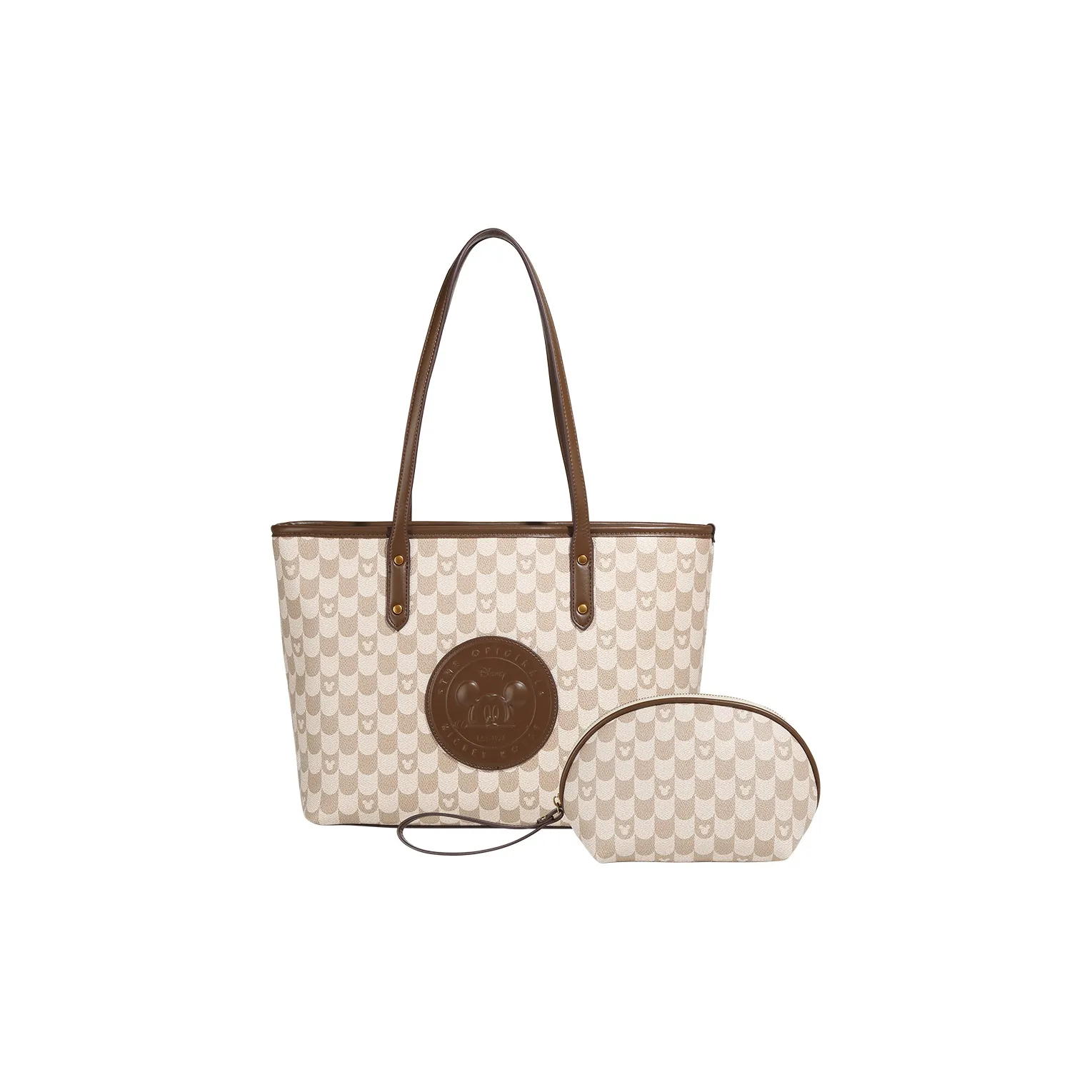 Disney Mickey Series ПУ (полиуретан) Тоут Женская сумка Сумка для покупок Сумка Сумка через плечо Средний Женская Коричневый