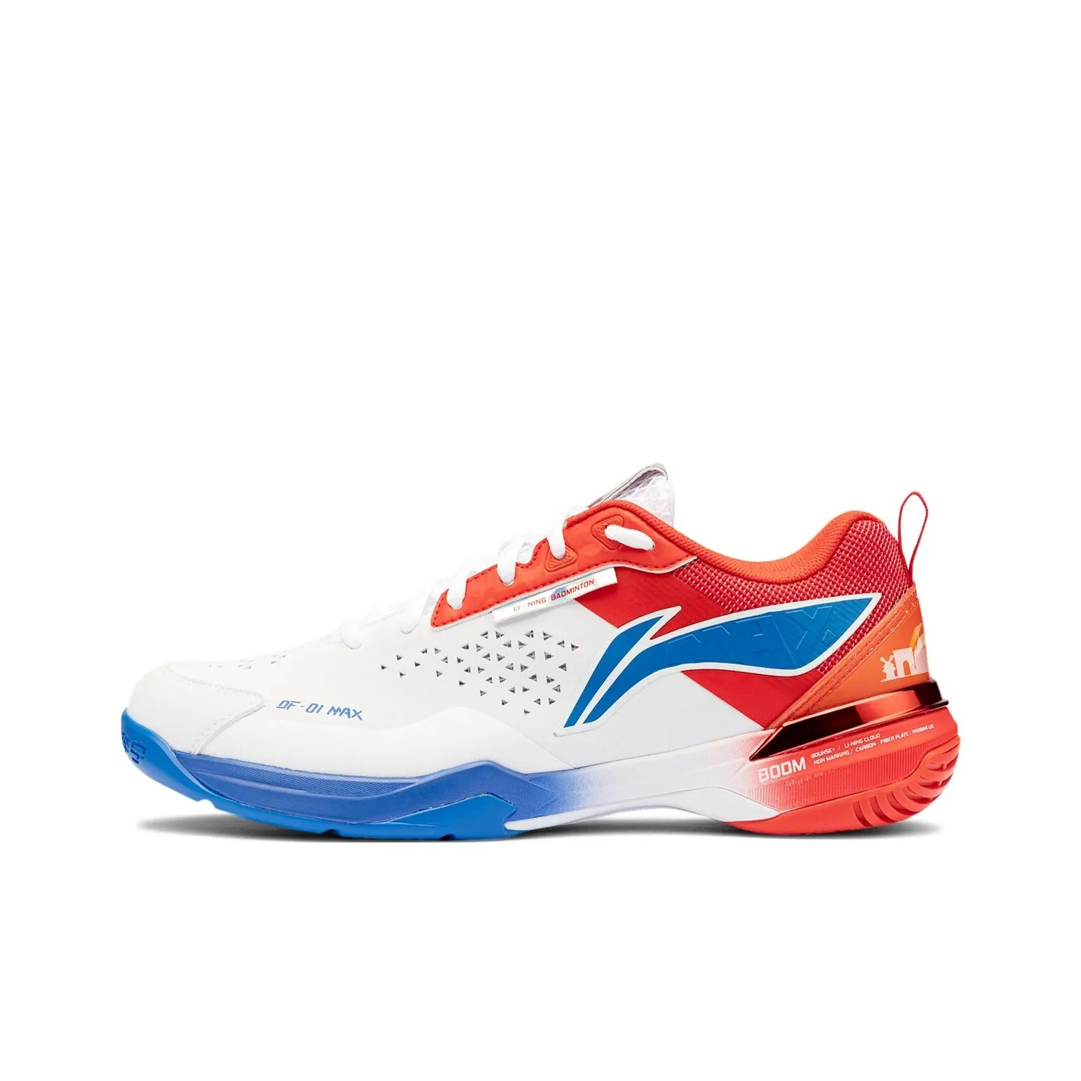 LiNing Durable Breathable Low Top Badminton Shoes Unisex White Red Blue