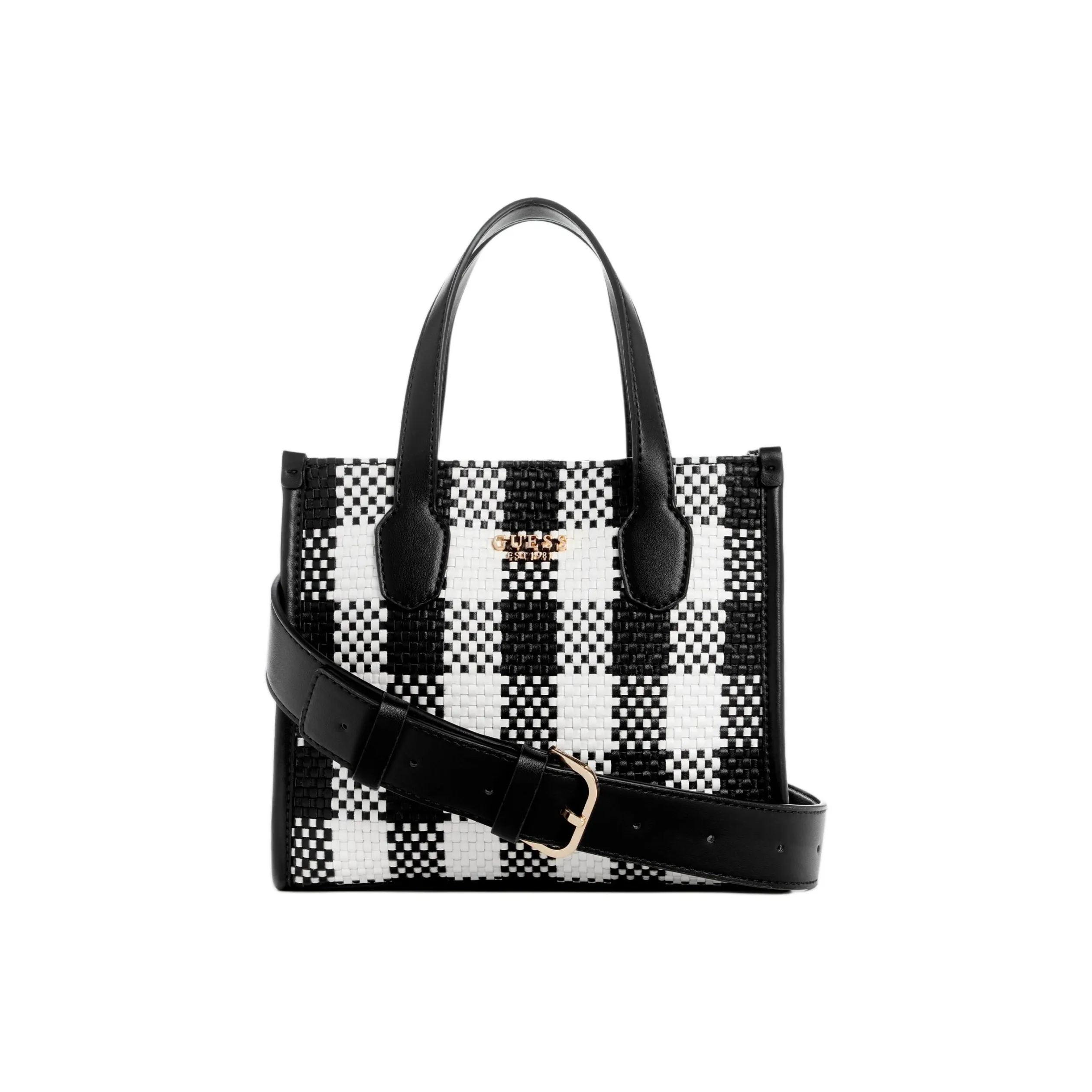 GUESS Artificial Leather Tote Bag, Shopping Bag, Shoulder Bag, Crossbody Bag, Handbag Mini Women's Black